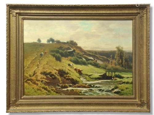 Jacques JANSSENS (1809-1898)., Paysage bucolique aux vaches ...