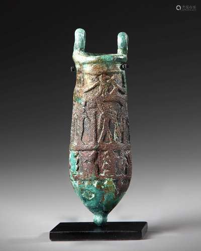 AN EGYPTIAN BRONZE SITULA, PTOLEMAIC PERIOD, CIRCA 304-30 B....