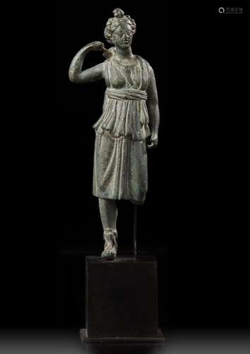 A ROMAN BRONZE STATUETTE OF DIANA, CIRCA 1ST-2ND CENTURY A.D...