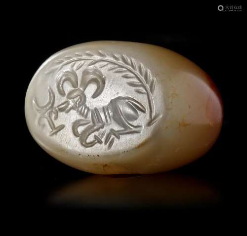 A SASSANIAN AGATE STAMP SEAL, CIRCA 4TH- 5TH CENTURY A.D.