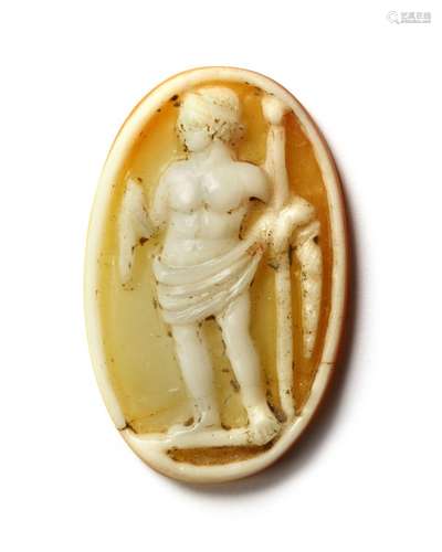 A ROMAN AGATE CAMEO OF A STANDING MAN, CIRCA 1ST CENTURY A.D...