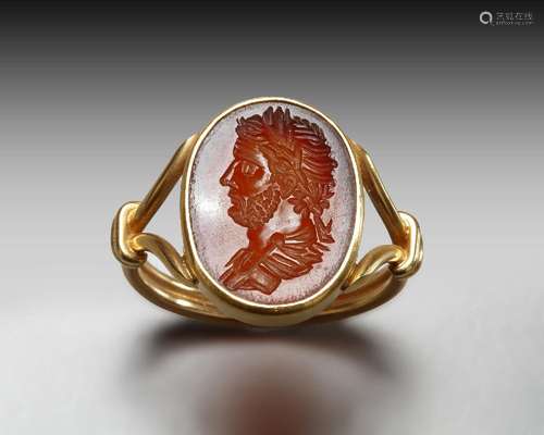 A RENAISSANCE CARNELIAN INTAGLIO PORTRAIT OF THE EMPEROR HAD...