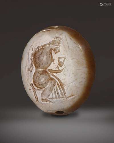 A GRECO PERSIAN AGATE SCARABOID STAMP SEAL, CIRCA LATE 4TH-E...