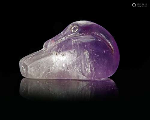 A WESTERN ASIATIC AMETHYST DUCK WEIGHT, CIRCA 2ND-1ST CENTUR...