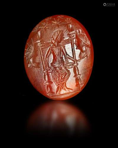 A ROMAN CARNELIAN INTAGLIO OF A GODDESS, CIRCA 2ND-3RD CENTU...