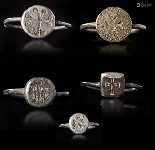 A GROUP OF BYZANTINE SILVER RINGS, CIRCA 6TH-7TH CENTURY A.D...