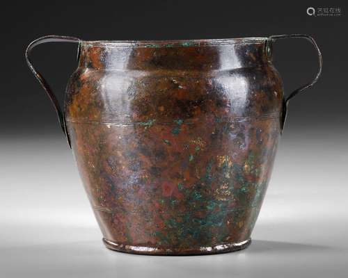 A ROMAN BRONZE CUP WITH TWO HANDLES, CIRCA 1ST/ 2ND CENTURY ...