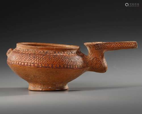 AN AMLASH TERRACOTTA PAINTED SPOUTED VESSEL, CIRCA EARLY 1ST...