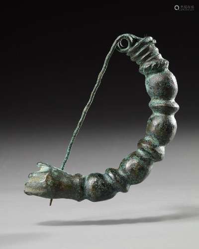 GREEK PHRYGIAN BRONZE ARM FIBULA BROOCH, CIRCA 6TH CENTURY B...