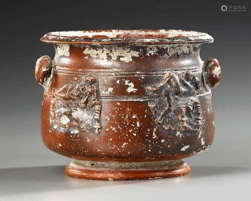 ROMAN RED CLAY BOWL WITH EROTIC SCENES, CIRCA 1ST-2ND CENTUR...