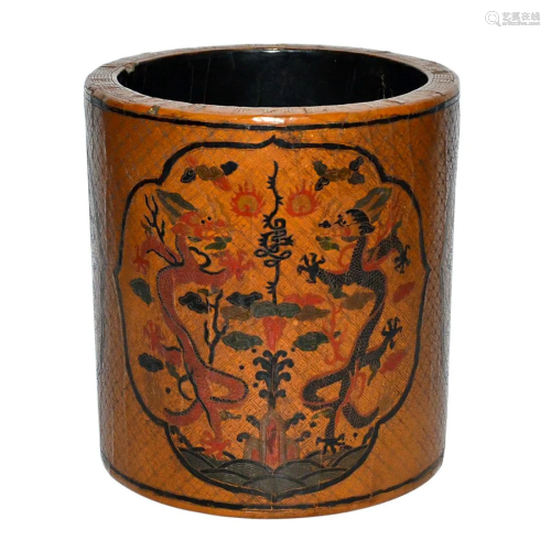 Ming, A Very Rare Lacquer Brush Pot