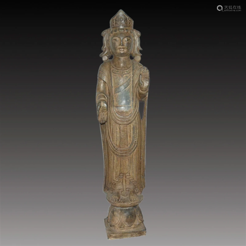 Eastern Wei, A Rare Stone Carving of Guanyin