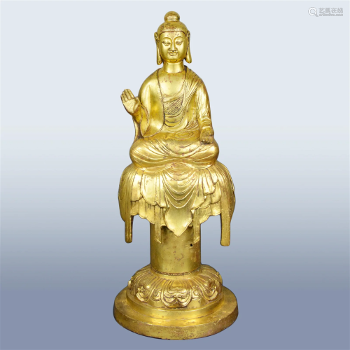 Northern Zhou Dynasty, A Gilt Bronze Seated Buddha