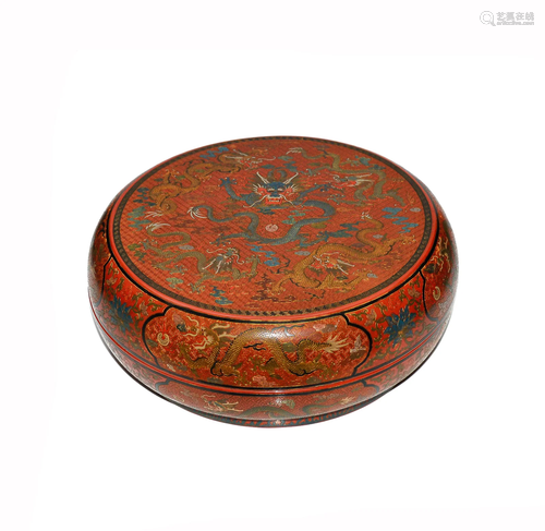 Qing, Qianlong Aqiangjin and Tianqi Dragon Lacquer Box and C...