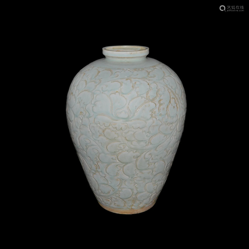 Yuan Dynasty, A Finely Carved Qingbai Peony Vase