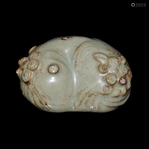 Korea, Joseon Dynasty 18th to 19th C. Celadon Glazed Lion-Fo...