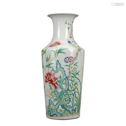 A famille-rose 'floral and birds' vase