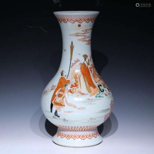 An allite red glazed 'figure' vase painting in gold,Kang xi ...