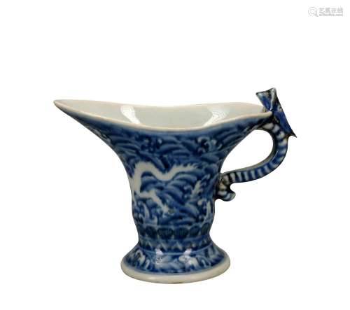 A blue and white 'dragon' cup
