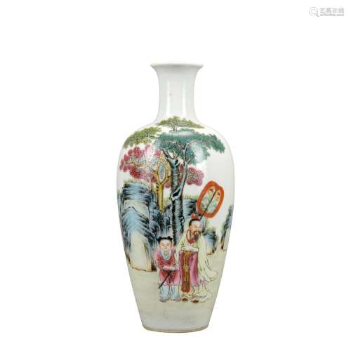 A famille-rose 'figure' vase,Qian Long Mark