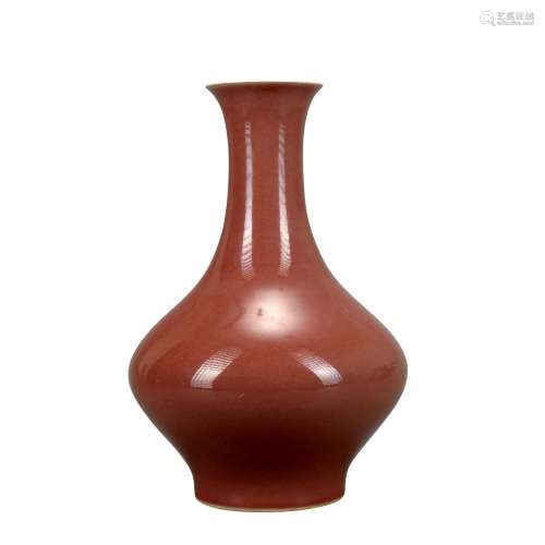 A peachbloom-glazed vase,Qian Long Mark