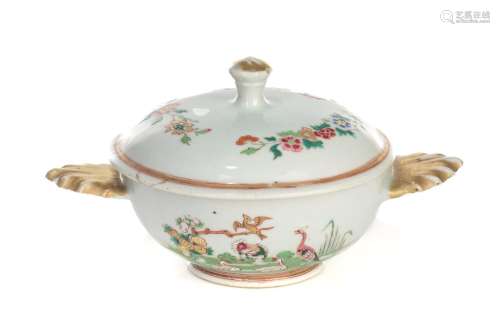 CHINESE FAMILLE ROSE PORCELAIN COVERED ECUELLE