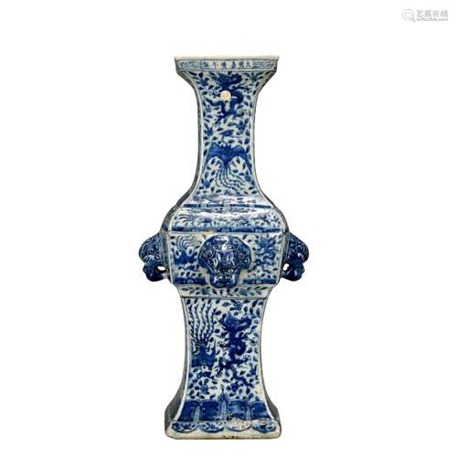 A blue and white 'dragon' vase,Jia Jing Mark