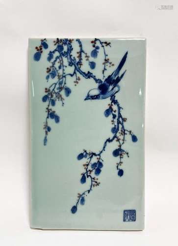 A blue and white allite red glazed 'wild geese' vitrolite