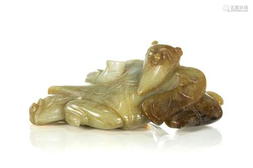 CHINESE JADE CARVED FIGURE OF ZHONGLI QUAN