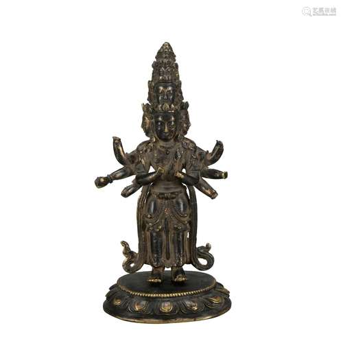 A bronze statue of Eleven sided Guanyin