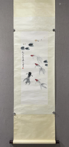 A Chinese Ink Painting Hanging Scroll By Wu Zuoren