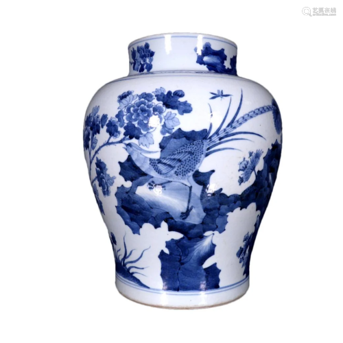 A Gorgeous Blue And White Flower& Bird Pot