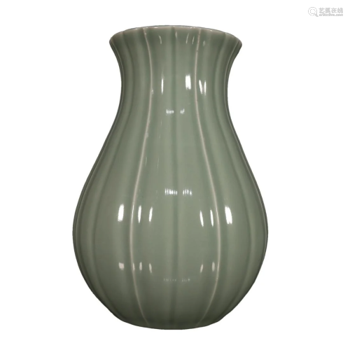 A Fabulous Green-Ground Melon Rib Vase