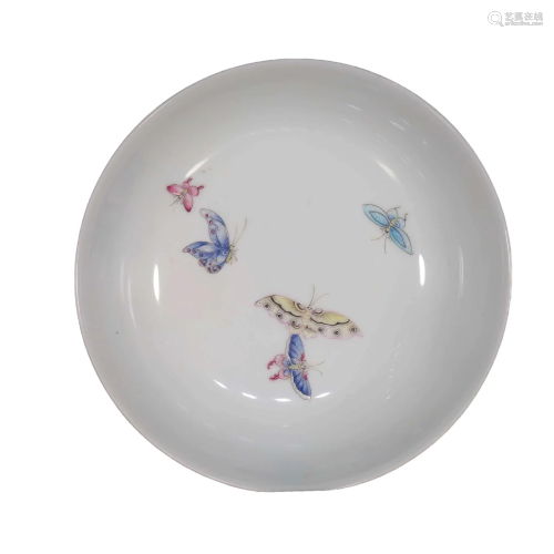 A Fine Red-Ground Butterfly Bowl