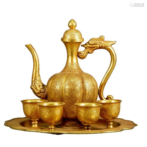 A Gilt-Bronze Teapot