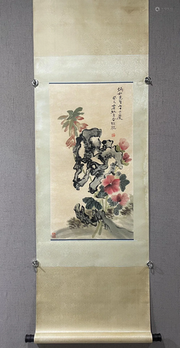 A Chinese Ink Painting Hanging Scroll By Huang Binhong