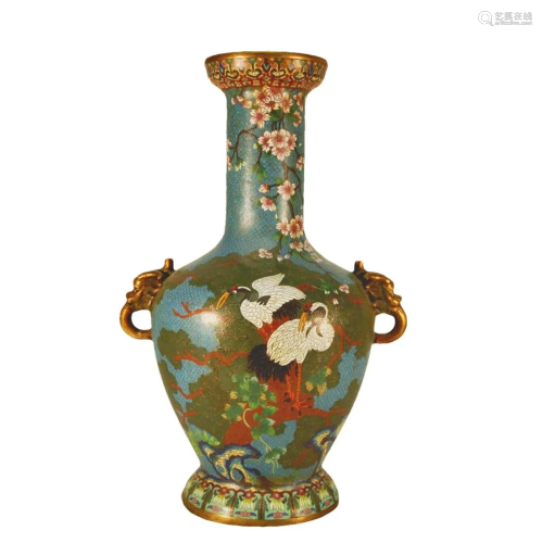 A Cloisonne 'Pine& Crane' Vase
