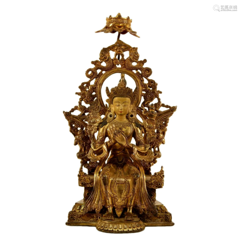 Gilt Bronze Buddhist Figure of Tara
