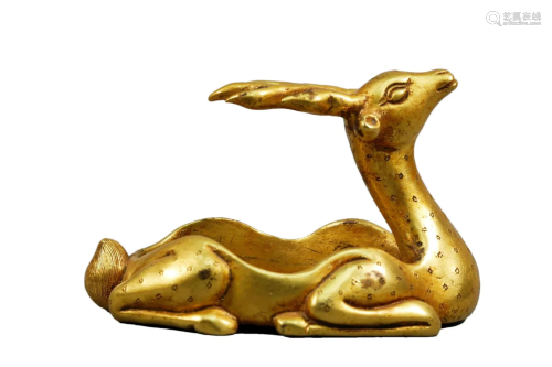 A Gilt-Bronze 'Deer' Saucer