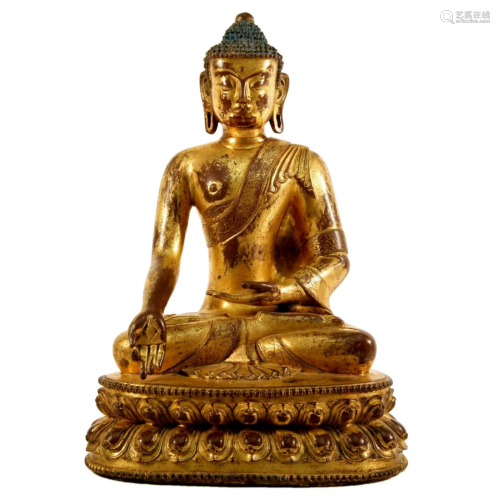 Gilt Bronze Buddhist Figure of Sakyamuni