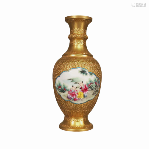 A Famille-Rose Gilded 'Figure' Vase
