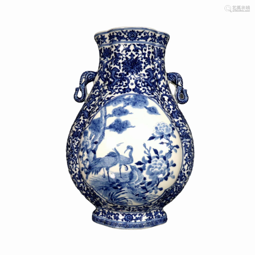A Blue And White Begonia-Form Vase
