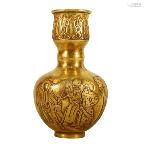 A Gilt-Bronze 'Figure' Vase With Inscriptions