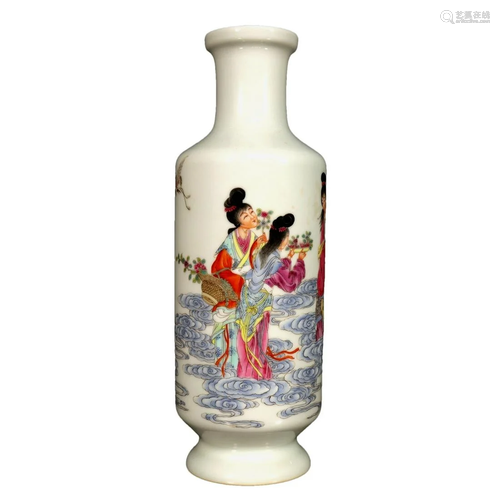 A Delicate Famille-Rose Character Vase