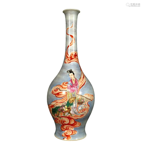 A Wonderful Famille-Rose Character Vase