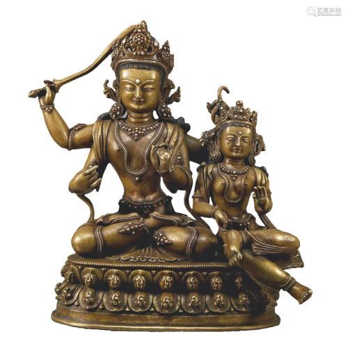 An Alloy Copper Silver-Inlaid Figure Of Bodhisattva