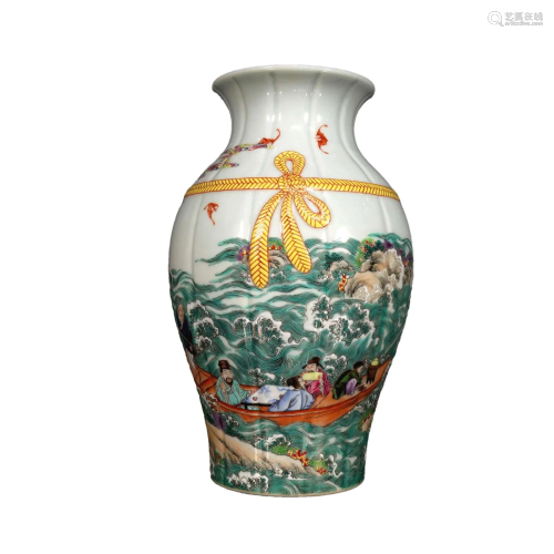 A Wonderful Famille-Rose Character Story Vase