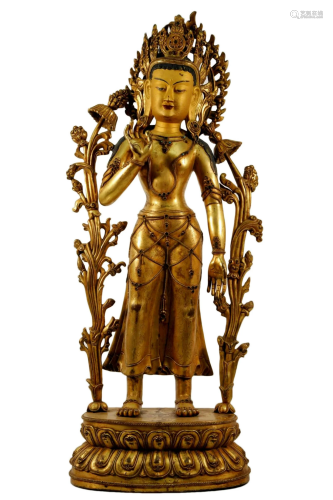 Gilt Bronze Buddhist Figure of Tara