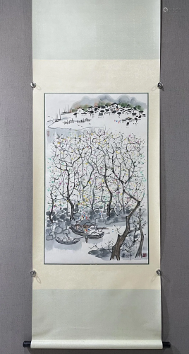 A Chinese Ink Painting Hanging Scroll By Wu Guanzhong