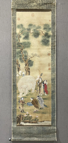 A Backflow Chinese Ink Painting Hanging Scroll By Ding Guanp...